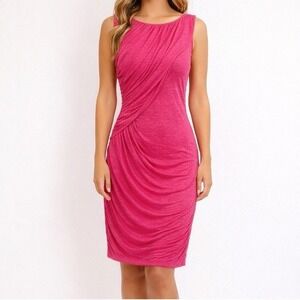 Alice + Olivia by Stacey Bendet Sz Small Pink Bodycon Mini Dress Drape Cocktail